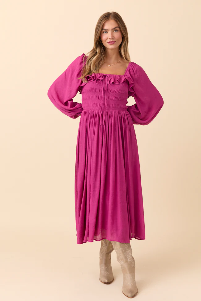 Summer Berry Smocked Maxi Dress - Terpint
