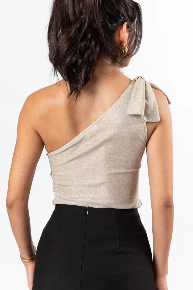 Meaning Of Love Gold Shimmer Bow Strap Bodysuit FINAL SALE - Terpint