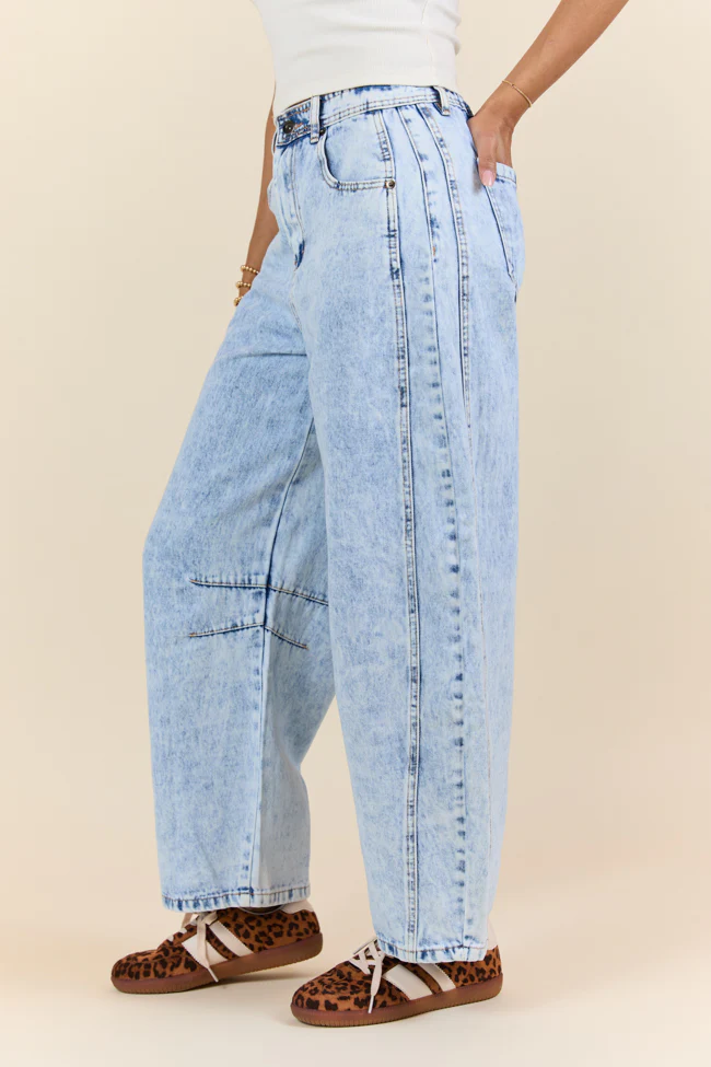 Bella Light Wash Pull On Barrel Jeans SALE - Terpint