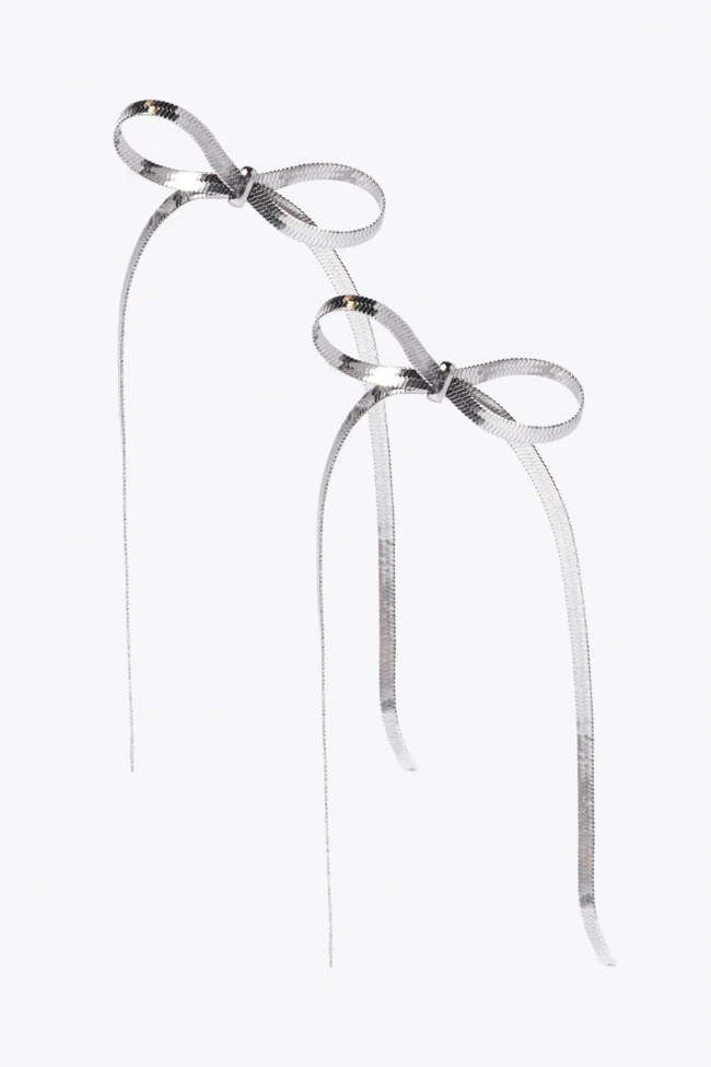 Snake Chain Silver Bow Earrings SALE - Terpint