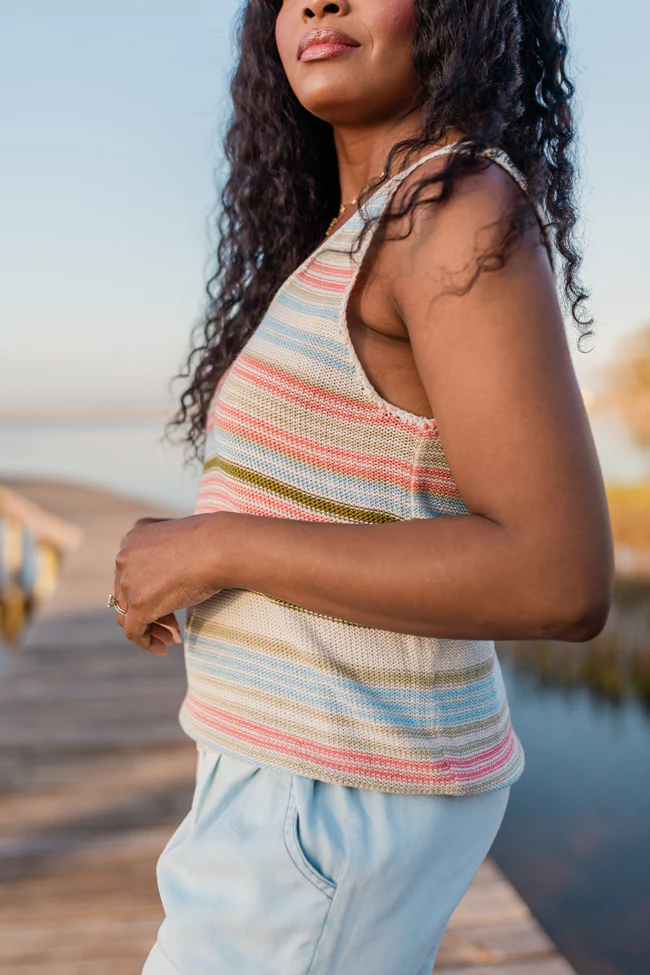On The Cape Multi Stripe Sweater Tank FINAL SALE - Terpint