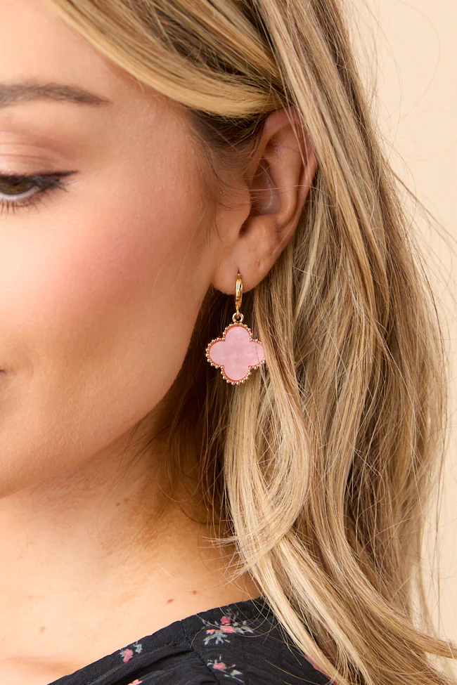 Tilly Clover Pink Huggie Earrings - Terpint