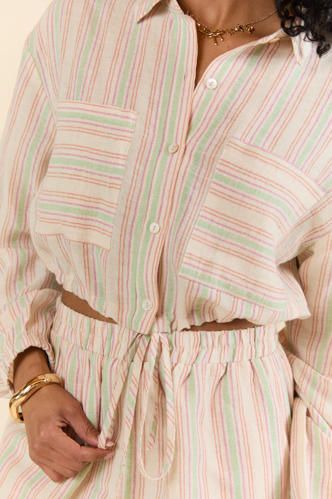 Dream Destination Striped Long Sleeve Top and Shorts Set FINAL SALE - Terpint
