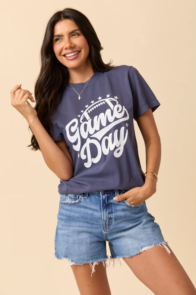 Game Day Script Navy Graphic Tee - Terpint