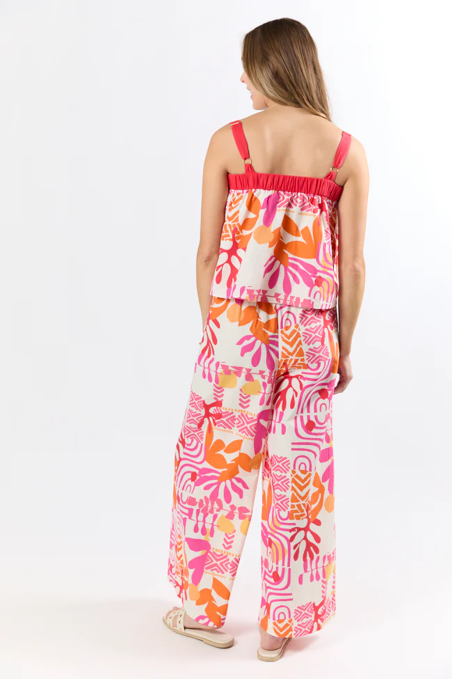Sailing Away Multi Icon Printed Tank Top and Pant Set FINAL SALE - Terpint