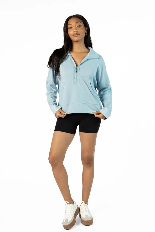 Free Throw Blue Quarter Zip Sweatshirt FINAL SALE - Terpint