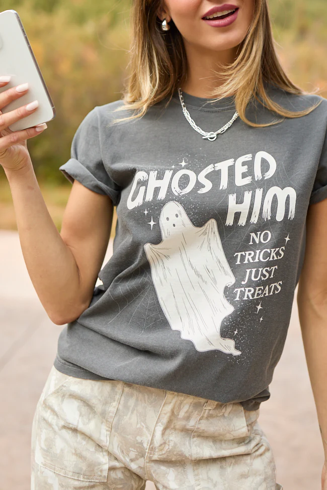 Ghosted Him Dark Grey Graphic Tee - Terpint