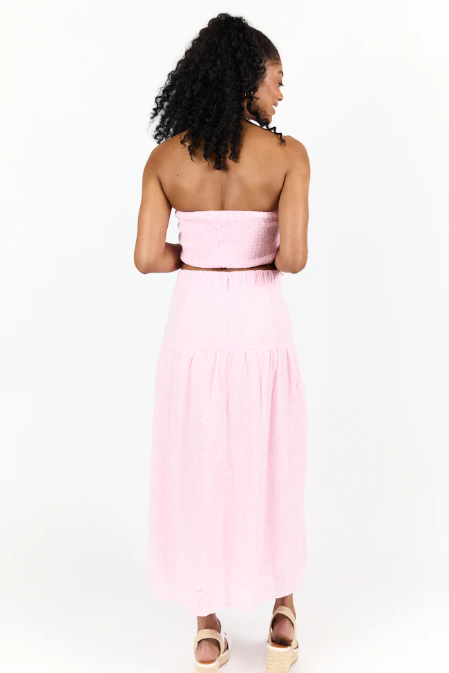 Take It Easy Pink Eyelet Tube Top Set SALE - Terpint