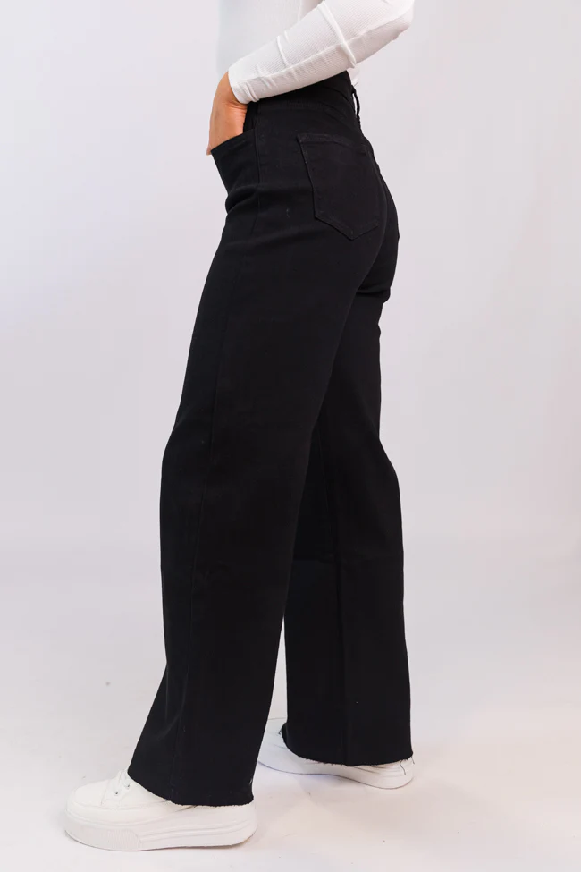Kelsea Black Wash Wide Leg Jeans - Terpint