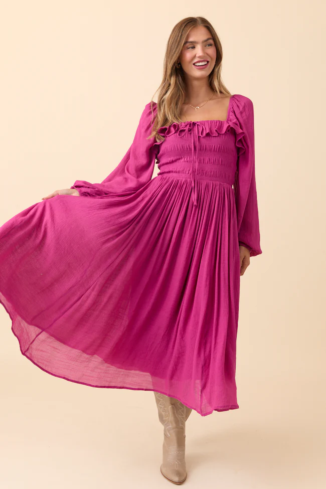 Summer Berry Smocked Maxi Dress - Terpint