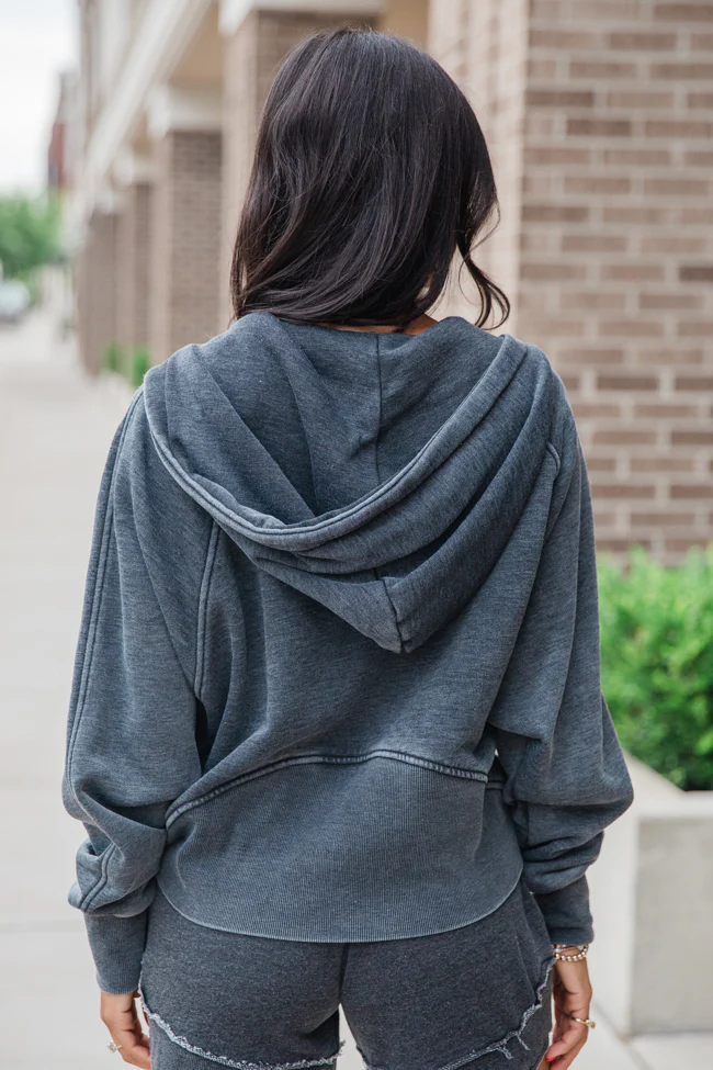 Learn As You Go Black Acid Washed Quarter Zip Pullover FINAL SALE - Terpint