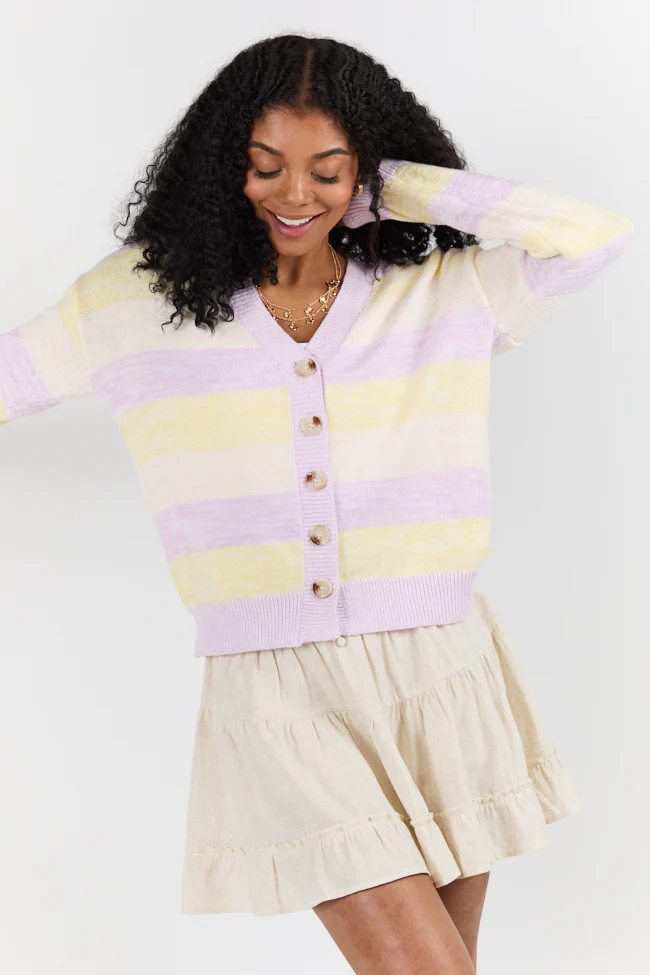 Simple Request Purple Multi Striped Cardigan FINAL SALE - Terpint
