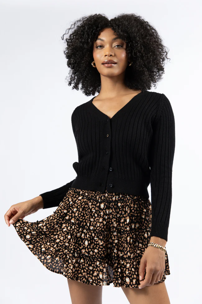Through The Garden Black Leopard Mini Skort FINAL SALE - Terpint