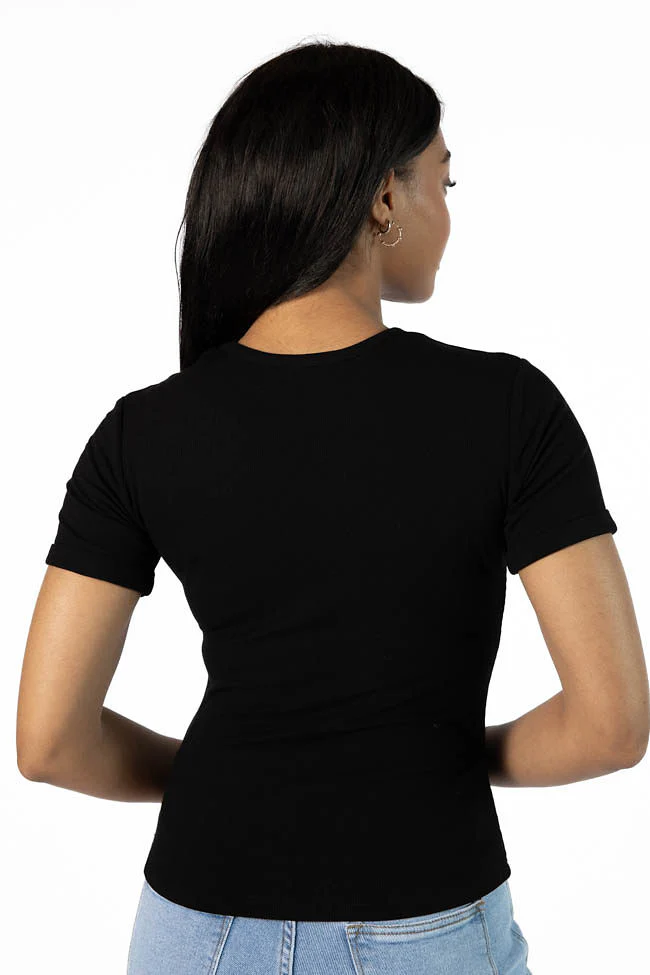 Everyday Essential Black Ribbed Crew Neck Tee FINAL SALE - Terpint