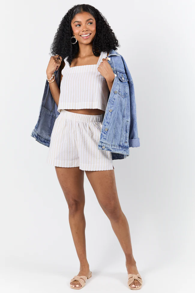 Can't Convince Me Ivory and Taupe Striped Woven Set FINAL SALE - Terpint
