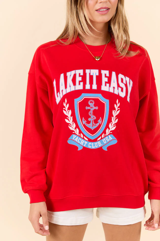 Lake It Easy Red Graphic Sweatshirt - Terpint