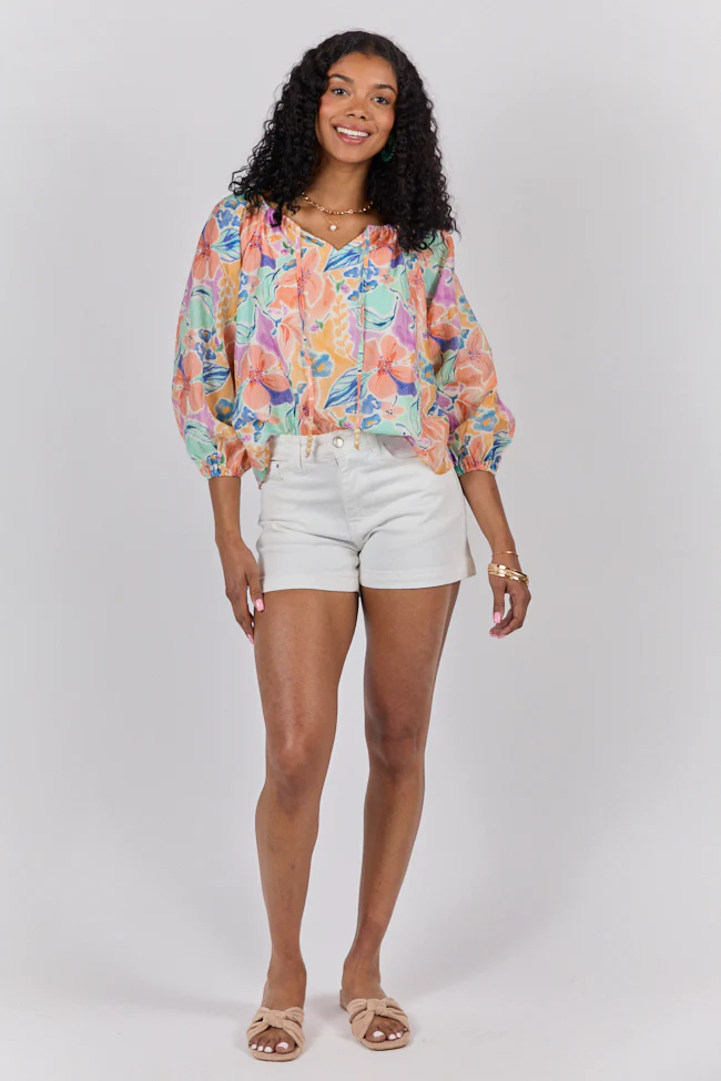 Come Along Purple Floral Woven Pop Over Blouse FINAL SALE - Terpint