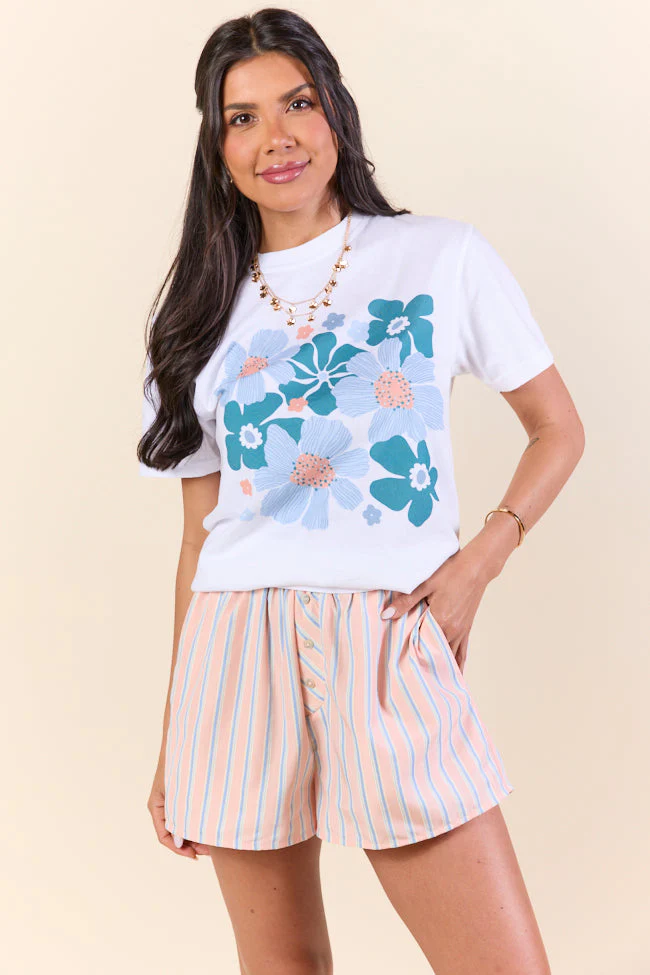 Organic Floral Print White Graphic Tee - Terpint