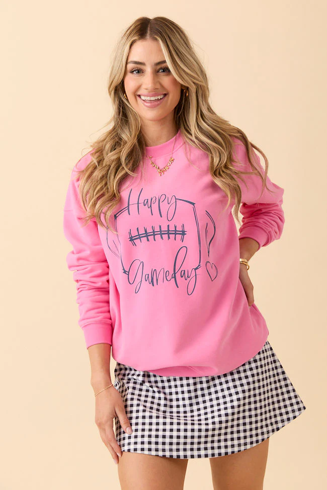 Happy Gameday Pink Graphic Sweatshirt - Terpint