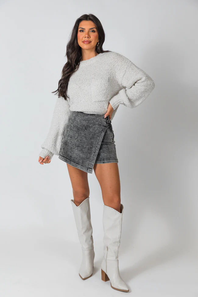 My Favorite Black Acid Wash Denim Skort - Terpint