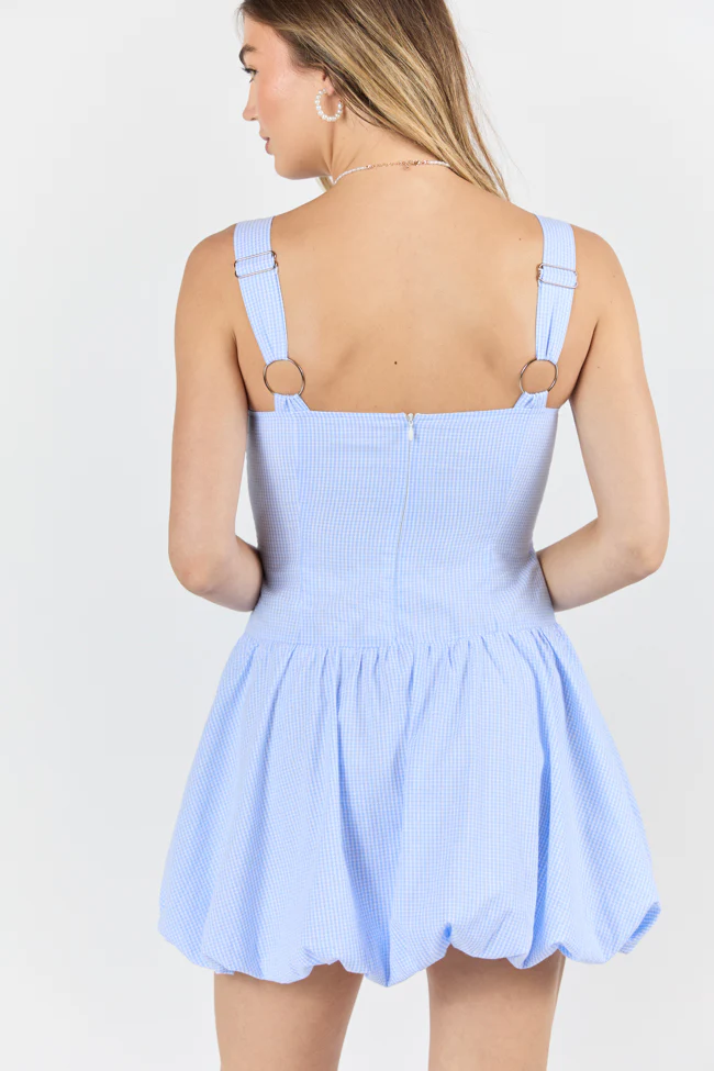 Say What You Will Blue Gingham Bubble Hem Mini Dress DOORBUSTER - Terpint
