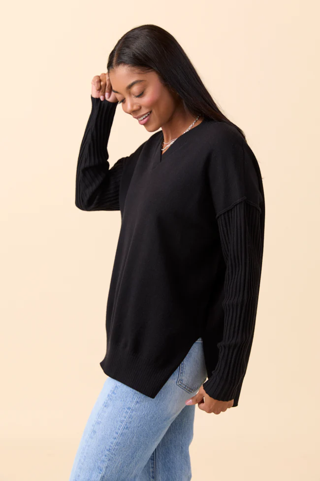 Mariah Black Relaxed Long Sleeve Pullover Tunic DOORBUSTER - Terpint