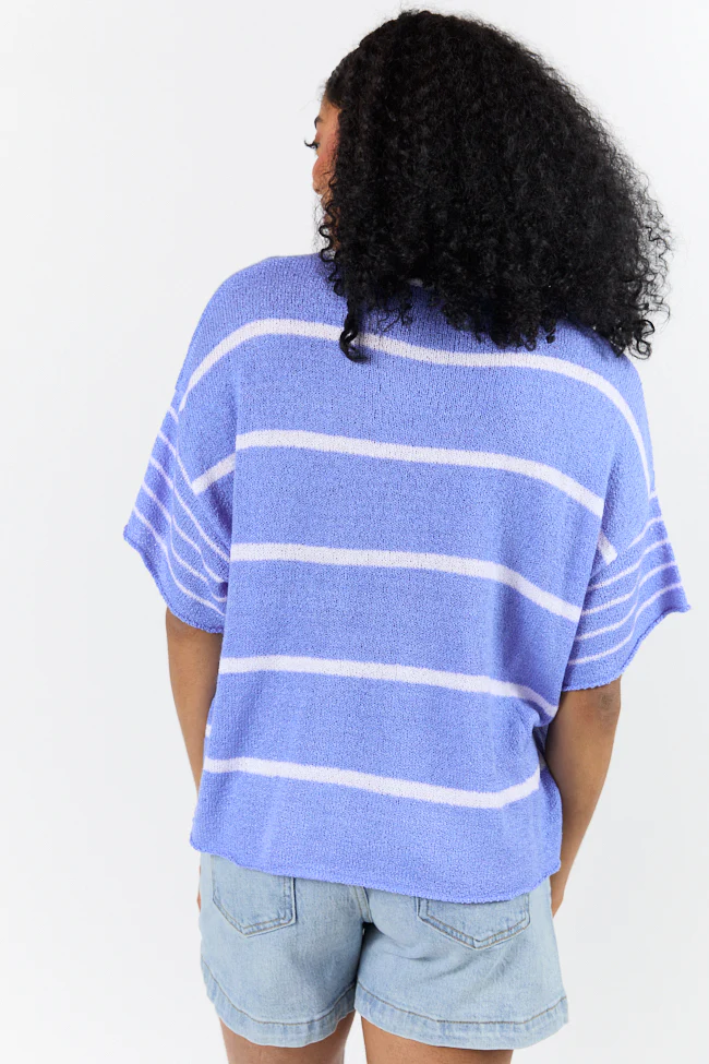 Wear It Well Blue And Ivory Striped Sweater T-Shirt FINAL SALE - Terpint