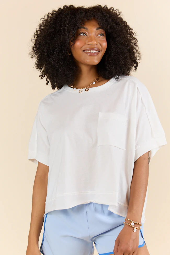Walk Out White Oversized Washed Crop Knit Top FINAL SALE - Terpint