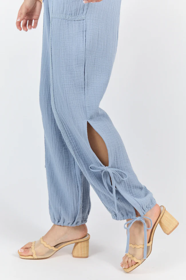 Sky High Blue Gauze Harem Pull On Pants FINAL SALE - Terpint