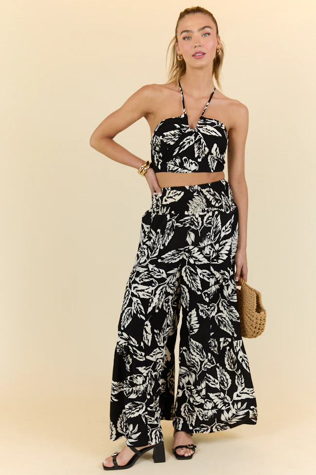 Palm Dreams Leaf Print Black Set FINAL SALE - Terpint