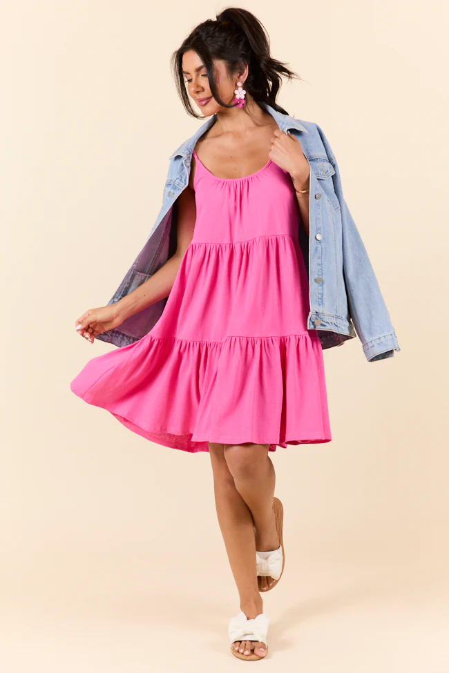Dockside Drinks Pink Mini Tiered Knit Dress SALE - Terpint