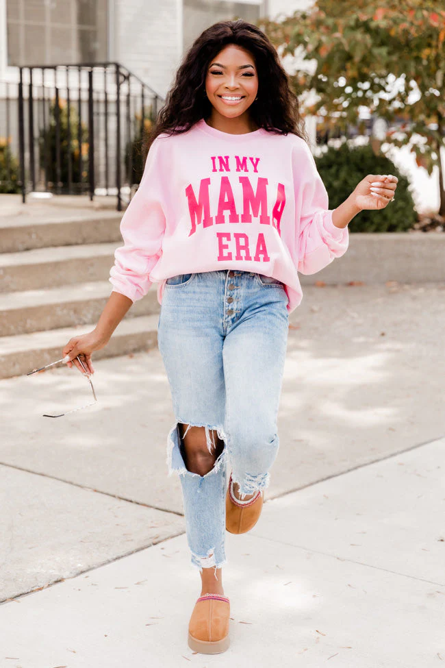 In My Mama Era Light Pink Graphic Sweatshirt - Terpint