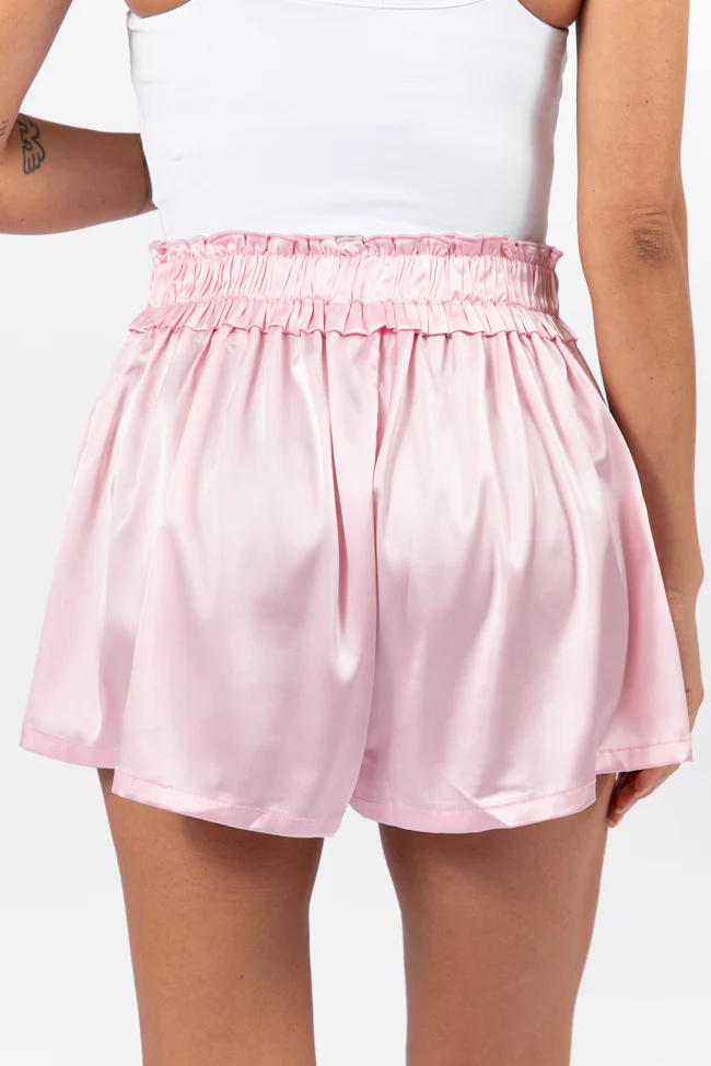 Early Riser Pale Pink Satin Pajama Shorts FINAL SALE - Terpint