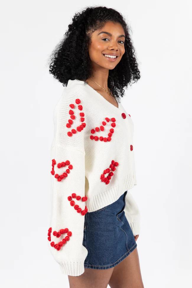 Better Together Ivory Heart Embroidered Cardigan FINAL SALE - Terpint
