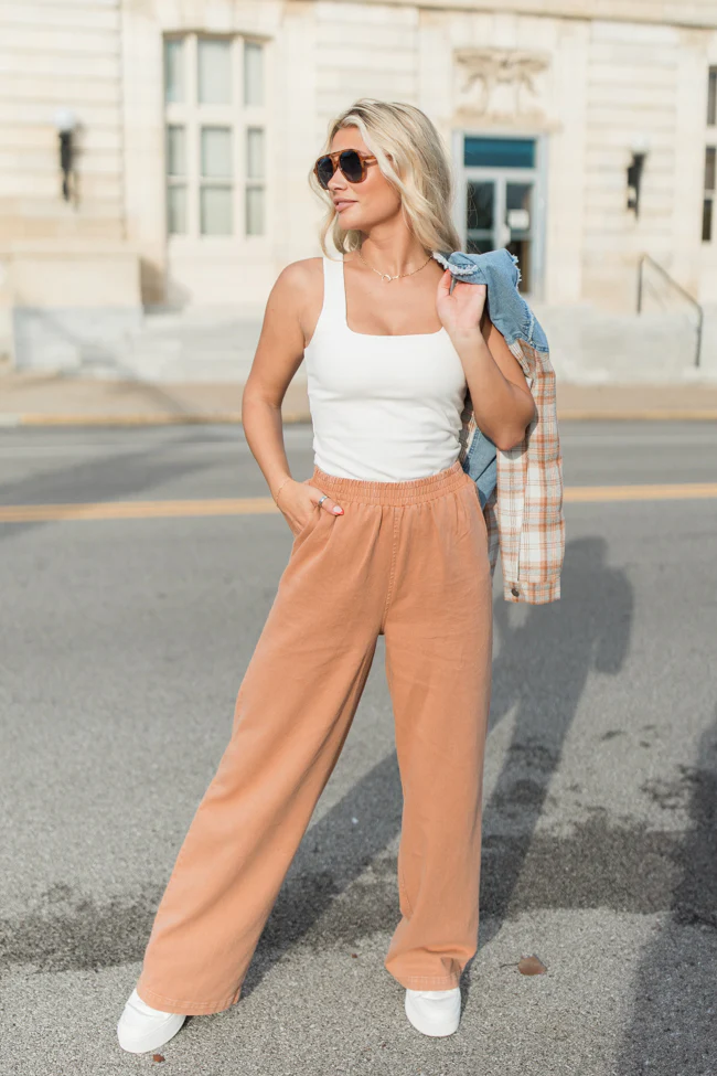 Something Worth Saving Chocolate Acid Wash Pull On Cotton Pants FINAL SALE - Terpint