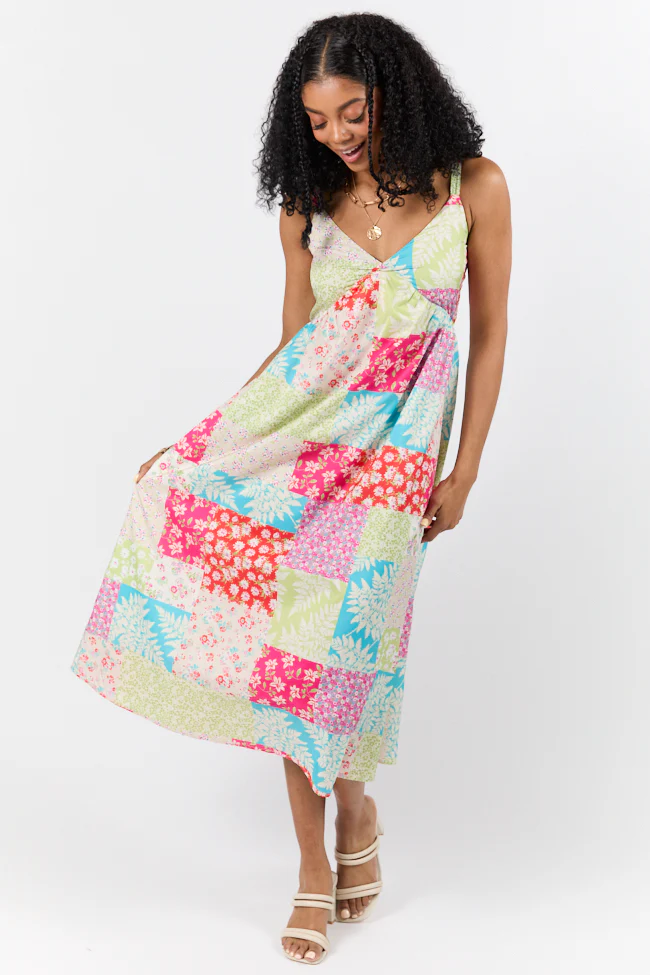 Pieces That Complete Me Multi Patchwork Babydoll Midi Dress FINAL SALE - Terpint