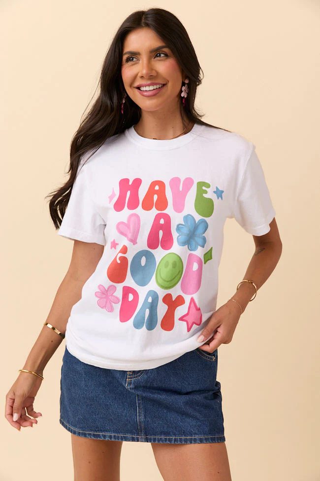 Have A Good Day White Graphic Tee DOORBUSTER - Terpint