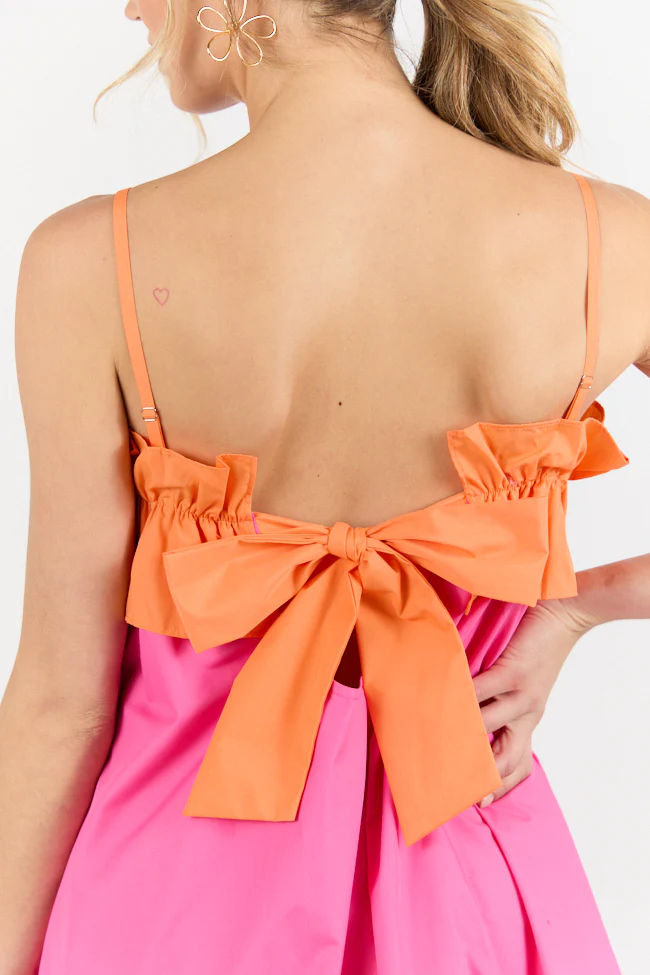Quick Updates Pink and Orange Ruffle Detail Two Tone Mini Dress FINAL SALE - Terpint