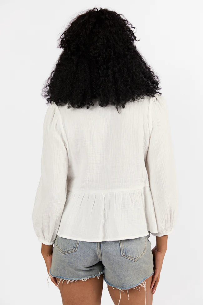 Close To Me Ivory Bow Detail Blouse FINAL SALE - Terpint