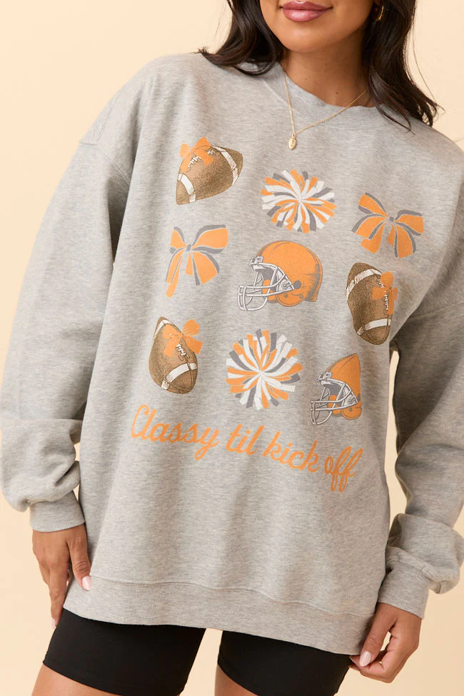 Football Icon Orange Light Grey Graphic Sweatshirt - Terpint