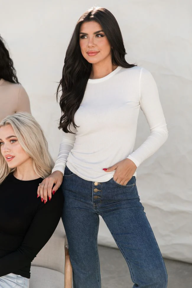 Make Your Choice Ivory Ribbed Long Sleeve Tee FINAL SALE - Terpint