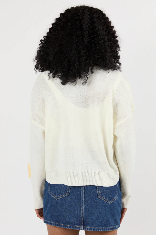 Made My Mark Ivory Multi Floral Embroidered Cardigan FINAL SALE - Terpint