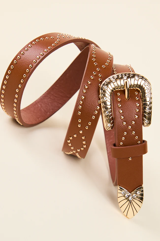 Brown Studded Western Belt - Terpint