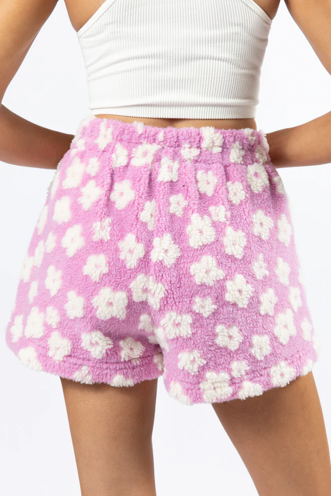 Front Runner Purple Floral Sherpa Pull On Shorts FINAL SALE - Terpint