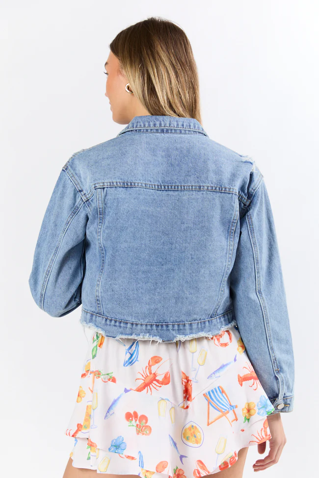 Run Around Town Medium Wash Deconstructed Denim Jacket DOORBUSTER - Terpint