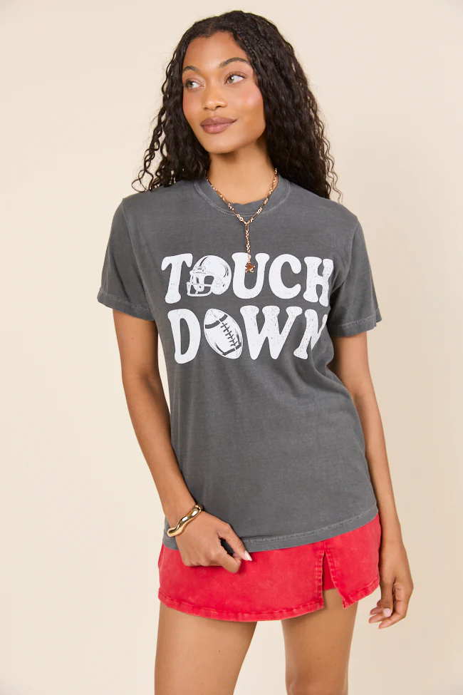 Touchdown Printed Dark Grey Graphic Tee - Terpint