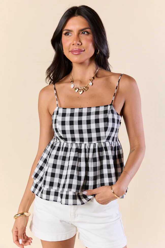 Gingham Grace Black Tank SALE - Terpint