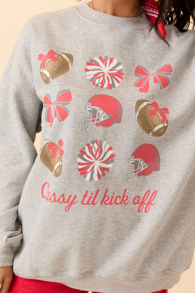 Football Icon Scarlet Light Grey Graphic Sweatshirt - Terpint
