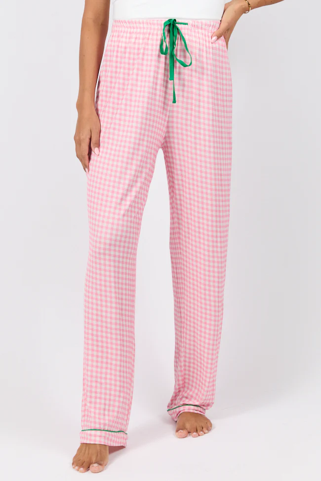Good To Get Away Pink Gingham Pajama Pants SALE - Terpint