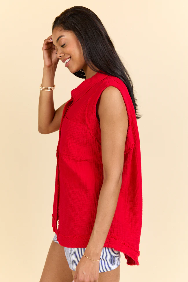 Every Moment Matters Red Gauze Tank FINAL SALE - Terpint